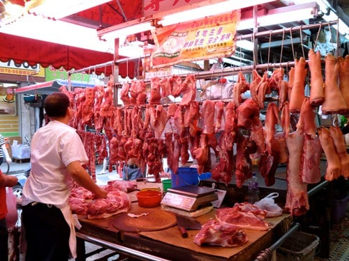 Butcher stall in Kowloon