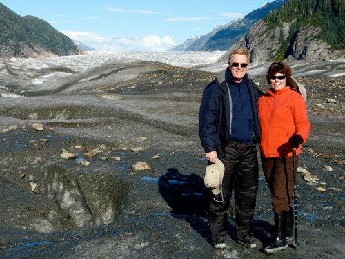 Alan and Donna Hull on Baird Glacier in southeastern Alaska