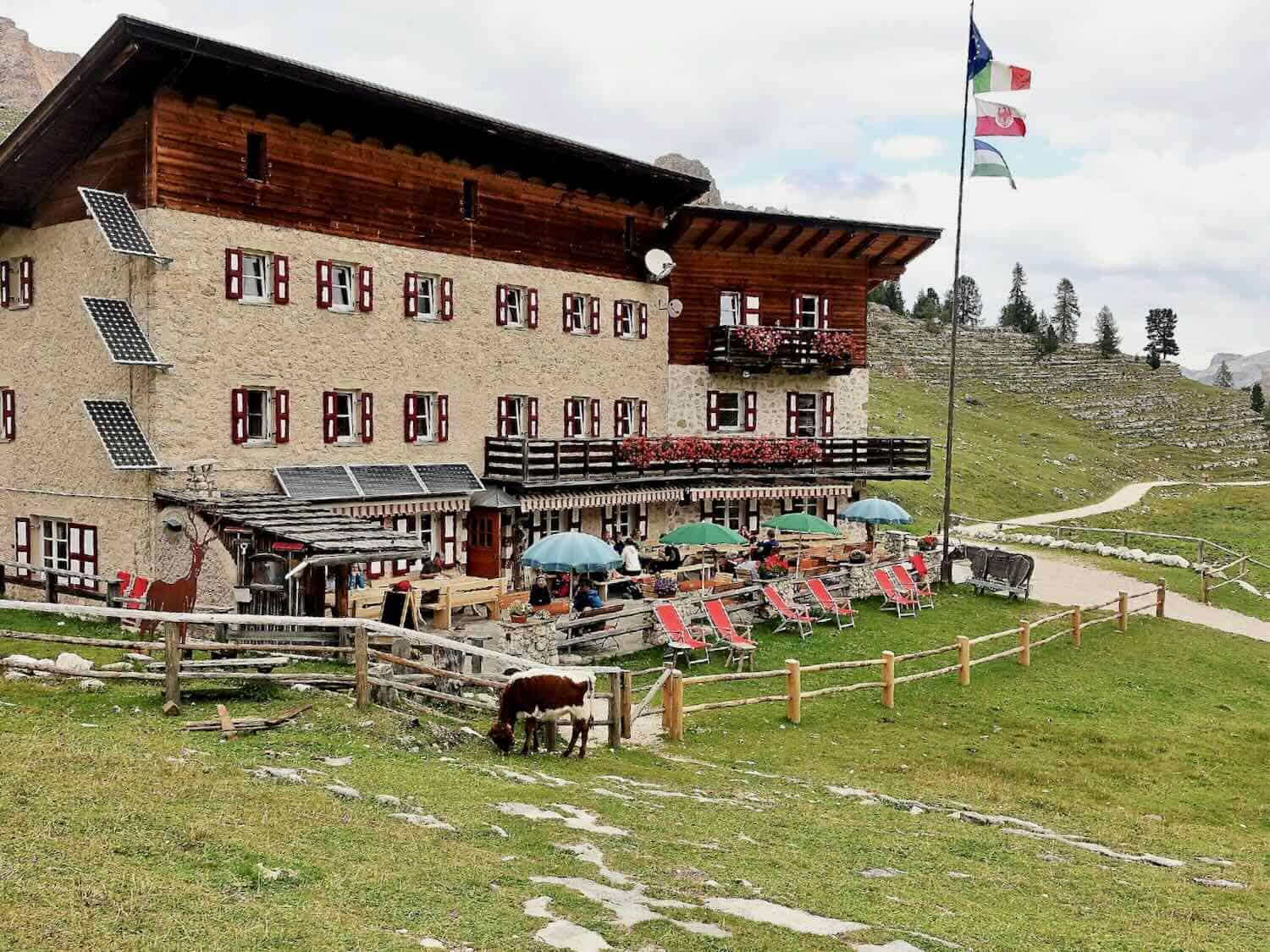 Stone rifugio building on an Italian mountainside