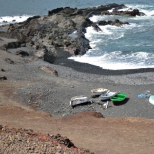 A black stone beach in Lanzarote