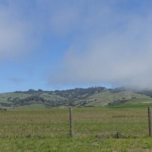 green hills and blue skies with clouds