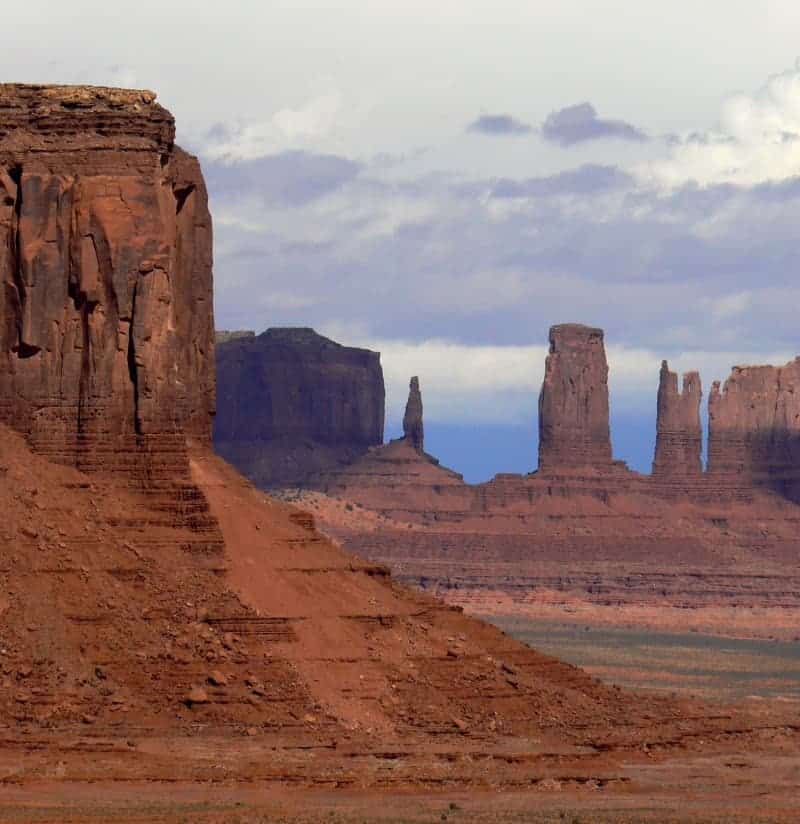 The sandstone formations as viewed from Artist's Point in Monument Valley.
