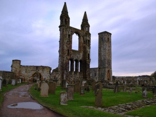 ruins of old cathedral surrounded by green grass