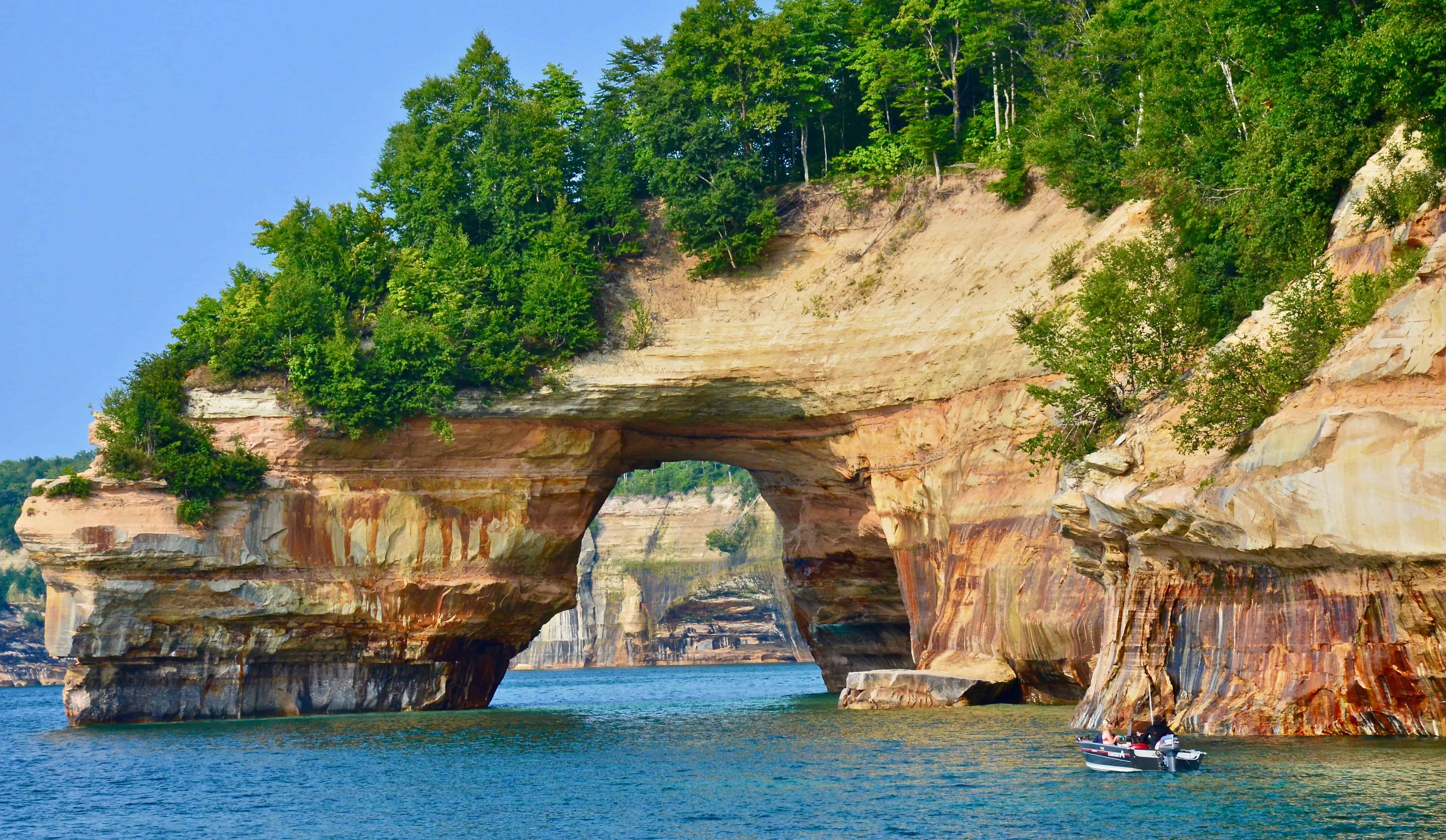 Exploring PIctured Rocks National Lakeshore on a trip to Michigan