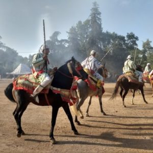 Men on horses with guns