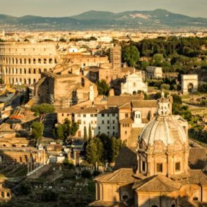 Sunset glow over ancient Rome
