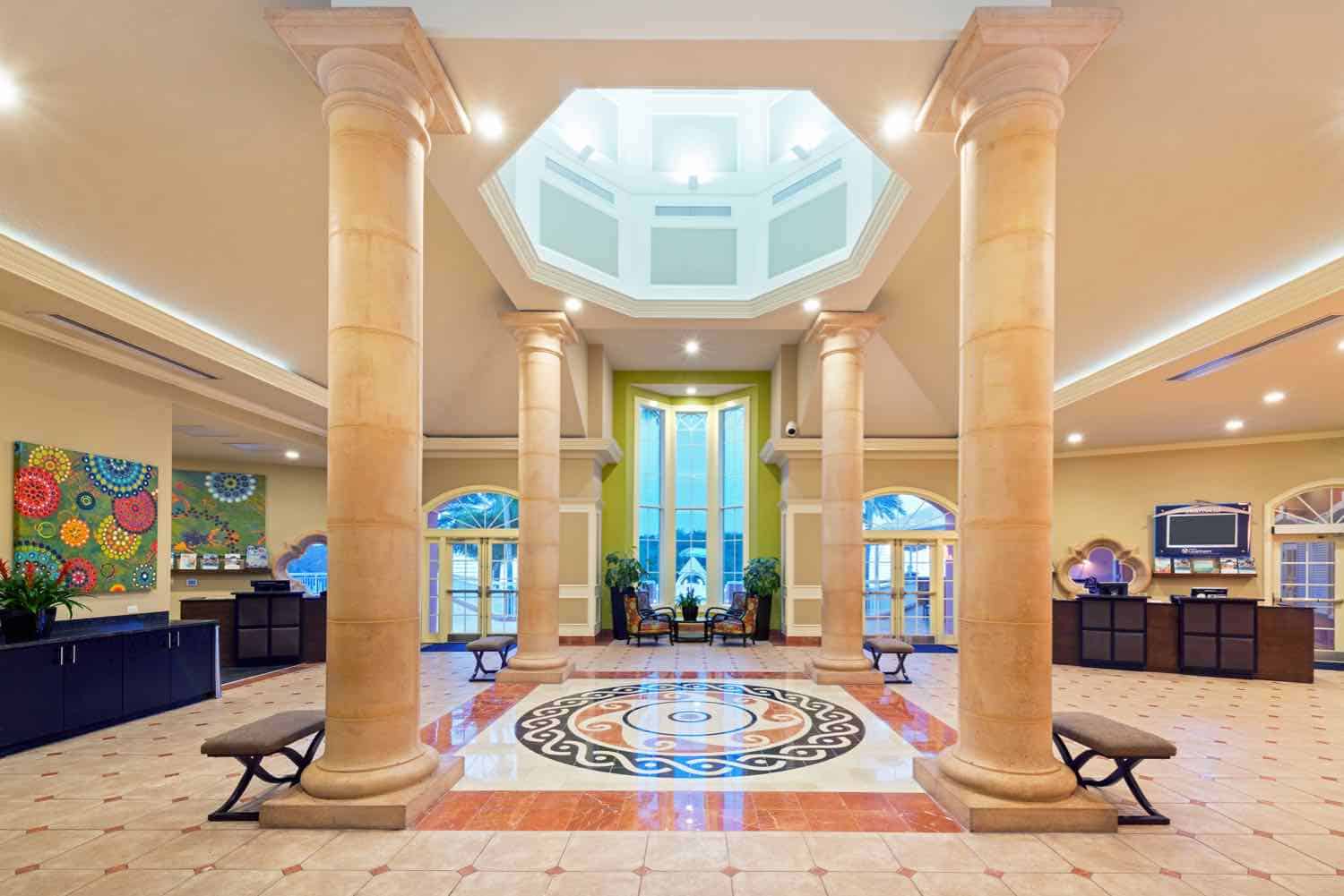 expansive hotel lobby