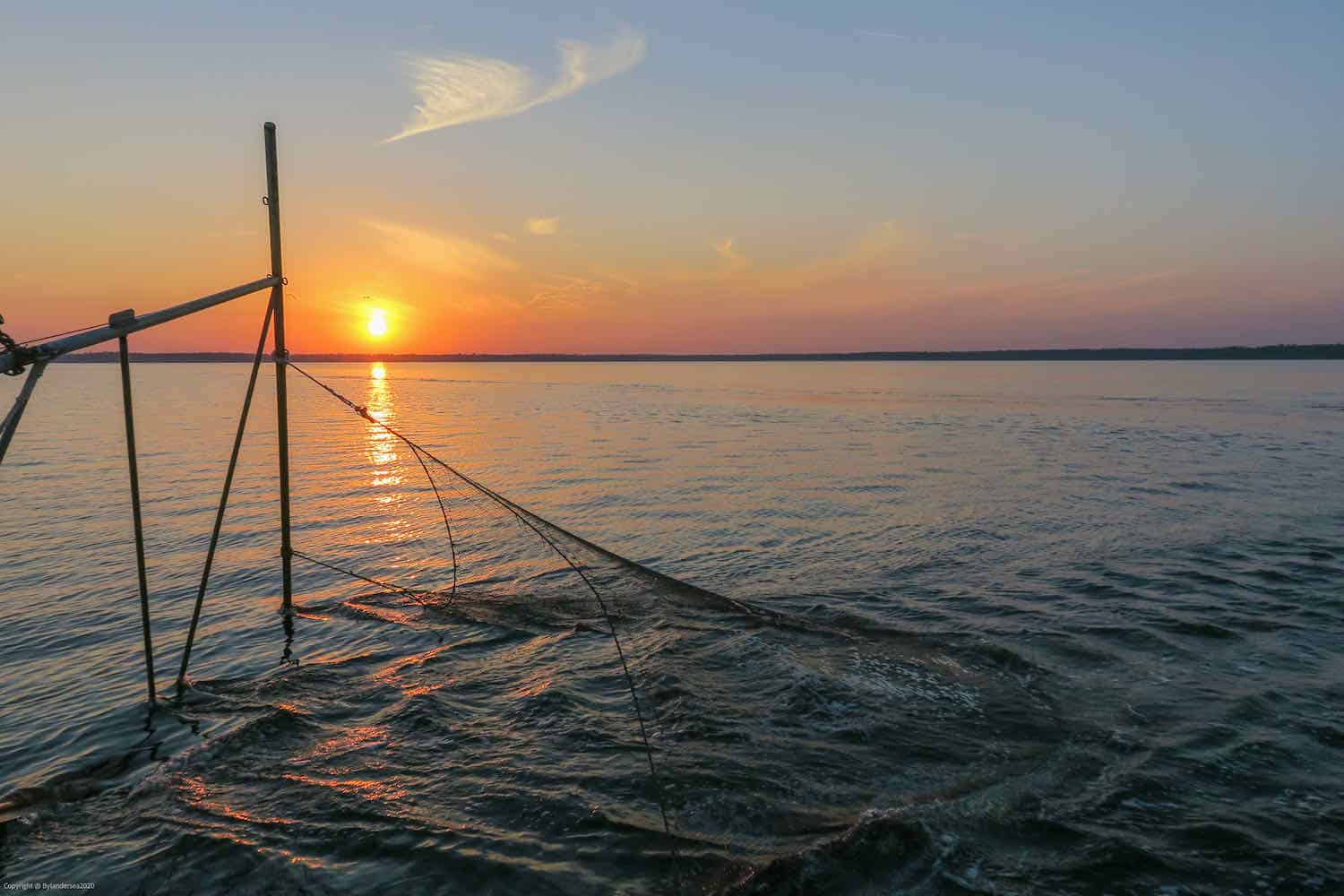 Sunset on the water while shrimping