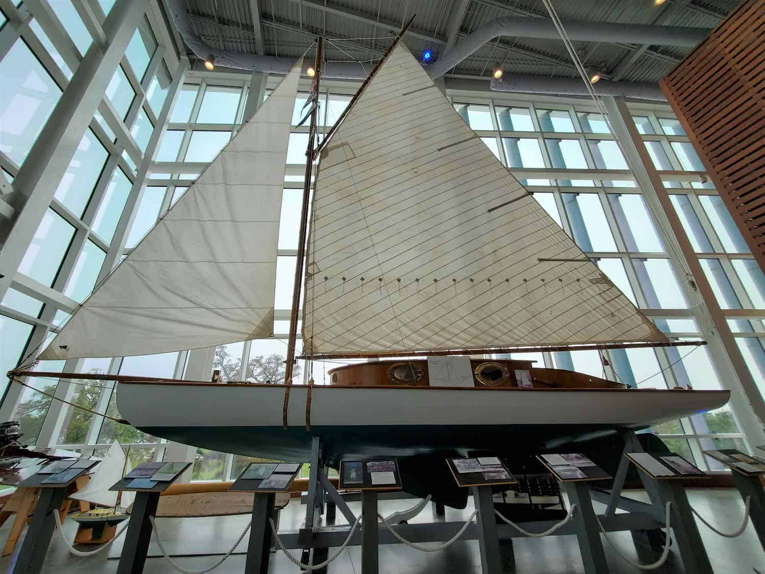 Sailboat model inside a museum