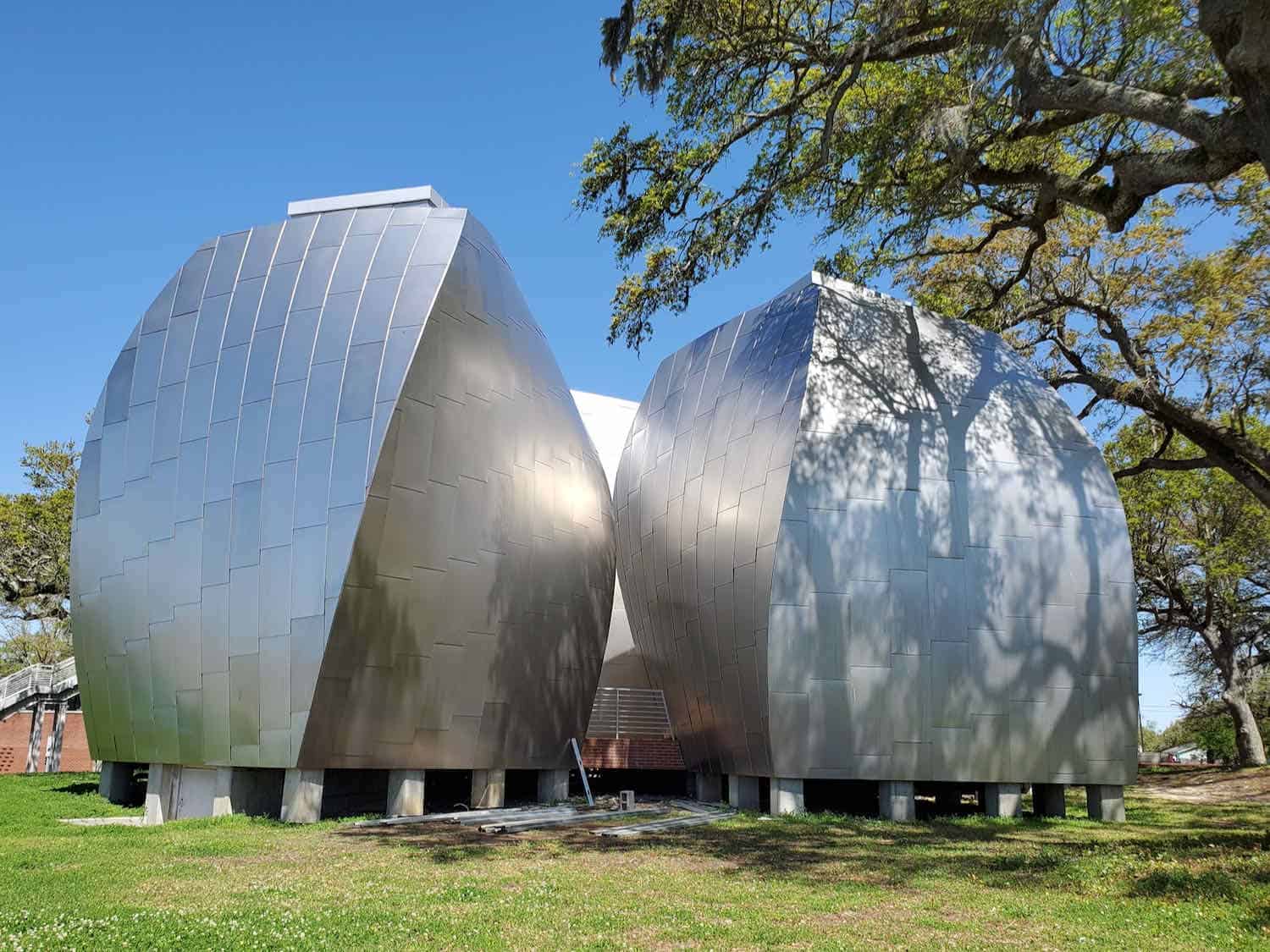 two silver futuristic buildings in Biloxi, Mississippi