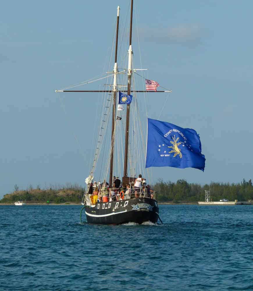 Historic sailing ship in the blue water off Key West