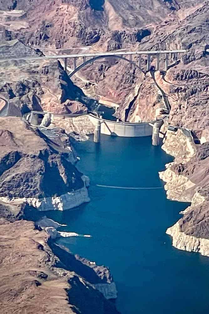 Aerial view of Hoover Dam in Nevada.