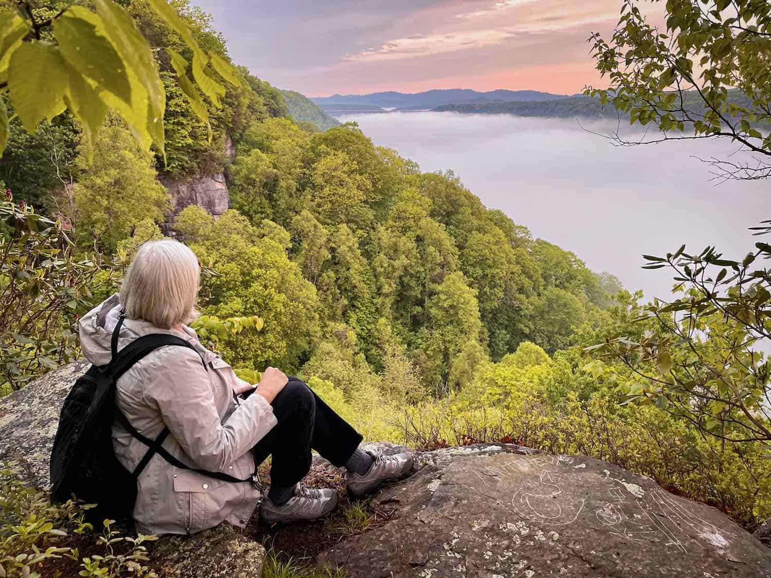 woman hiking in southern west virginia